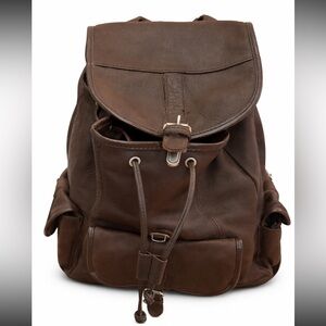 Brown Leather Drawstring Backpack - Classic Casual Carry